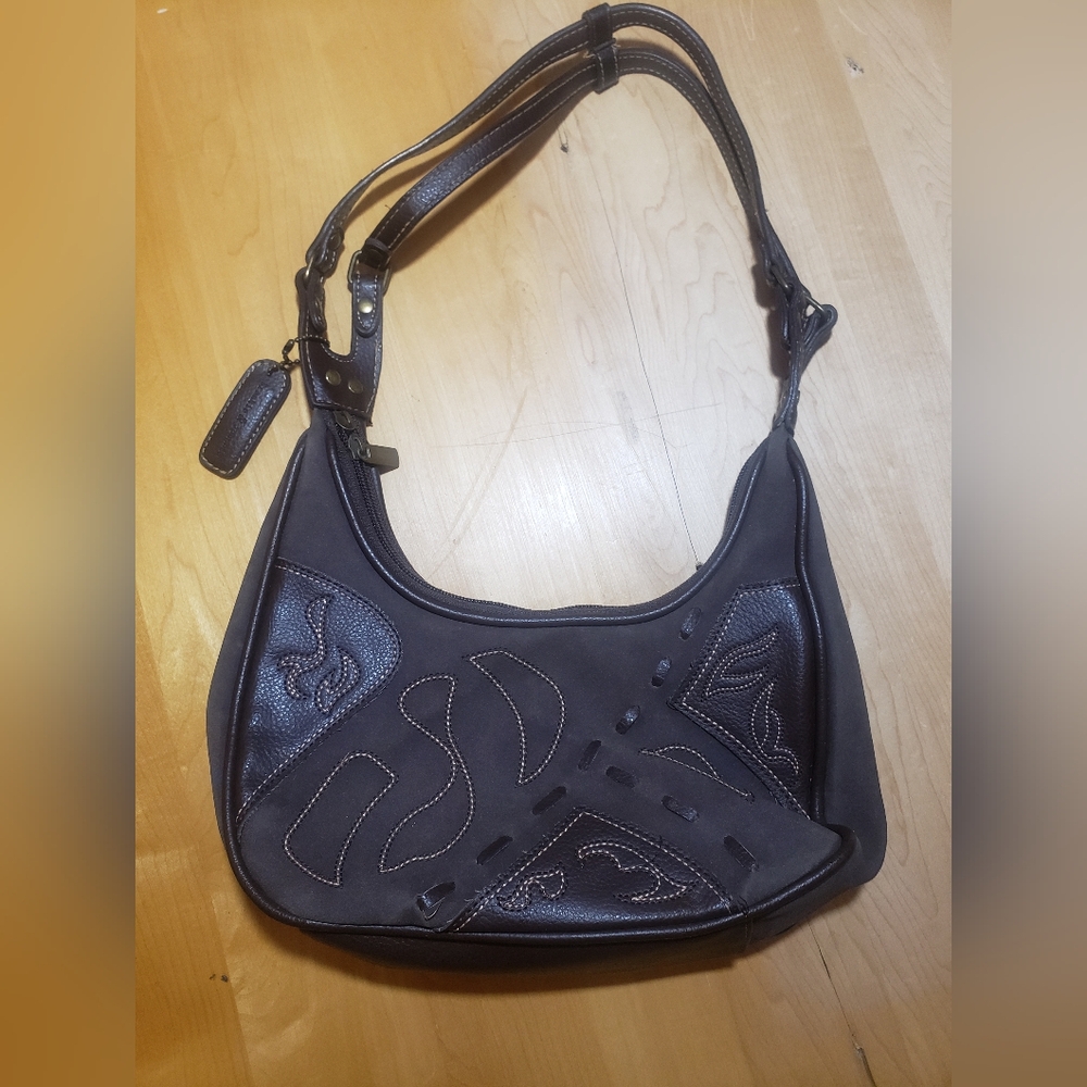 Frankie & Johnnie Vintage Embroidered Brown Shoulder Bag